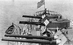 Aft turrets of USS Delaware BB-28 about 1913