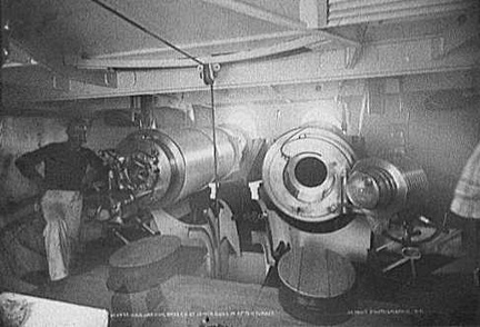 Inside one of the turrets on USS Oregon BB-3