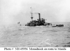 In the Pacific Ocean during her voyage from San Francisco to Manila, 23 June - 16 August 1898. Photographed from USS Nero. U.S. Naval Historical Center Photograph.