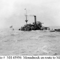 In the Pacific Ocean during her voyage from San Francisco to Manila, 23 June - 16 August 1898. Photographed from USS Nero. U.S. Naval Historical Center Photograph.