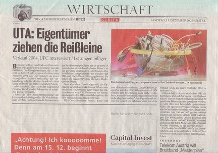 Kurier 13.12.2003 Wirtschaftsblatt Seite 17