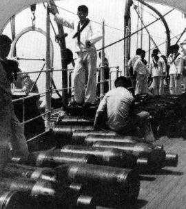 AP projectiles being loaded aboard USS Kentucky BB-6 about 1900